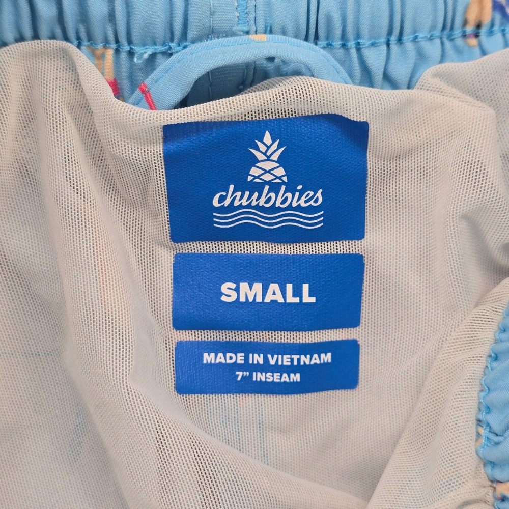 Chubbies‎ Swim Trunks Small Mens Blue Surfboard Print Elastic Waist - Picture 8 of 14
